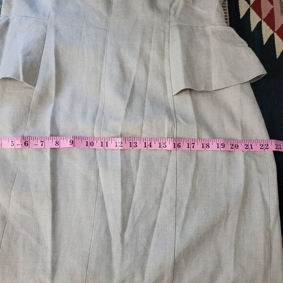 NWT J. Crew Peplum Stretch Linen Blend Sheath Dress Sz 14 Flax Oatmeal Office - Picture 11 of 12